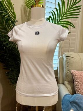 Loewe White Cap-Sleeve Logo T-Shirt